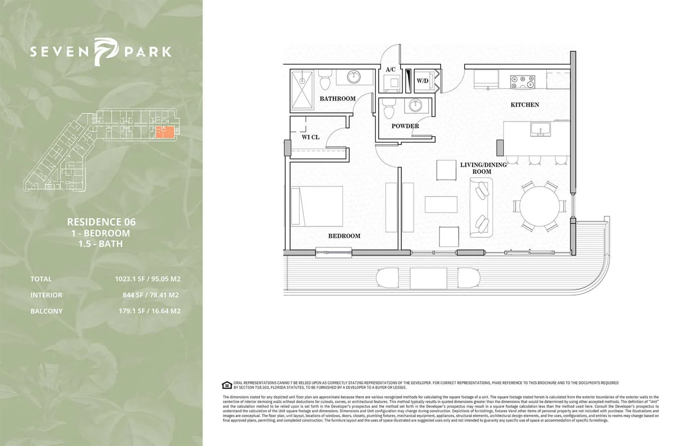 Plantas — Seven Park — 1 quarto + lavabo · 95 m²