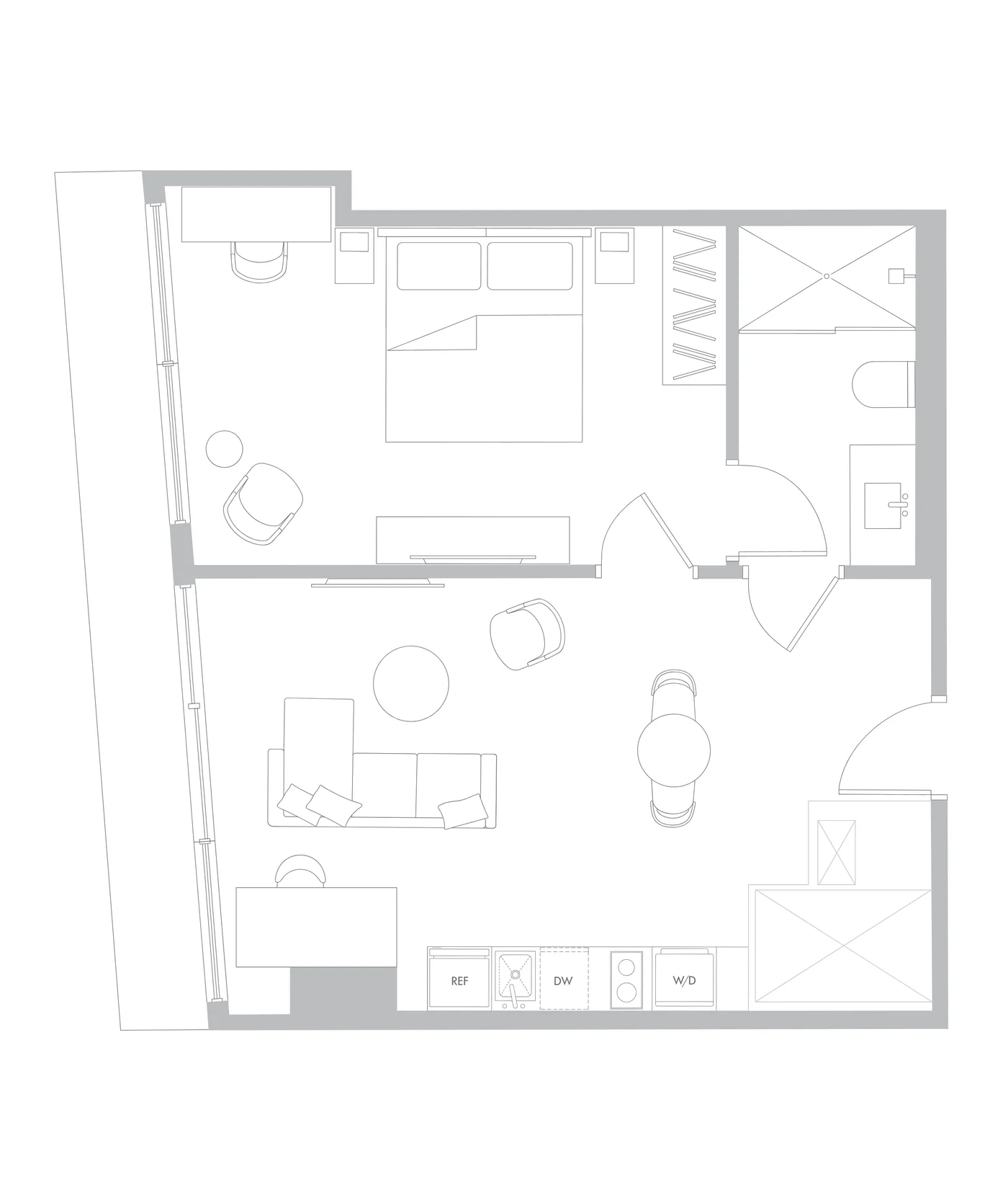 Plantas — Edge House — 1 quarto A1 · 54 m²