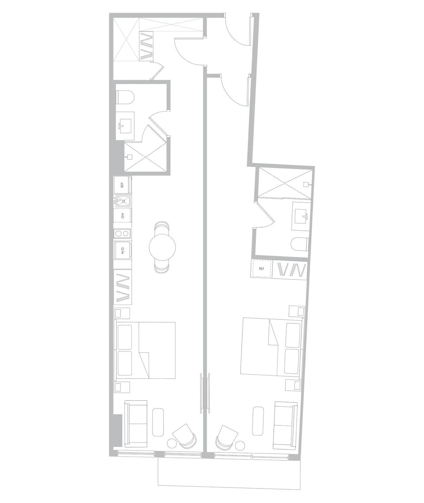 Plantas — Edge House — 1 quarto + den B1 · 85 m²