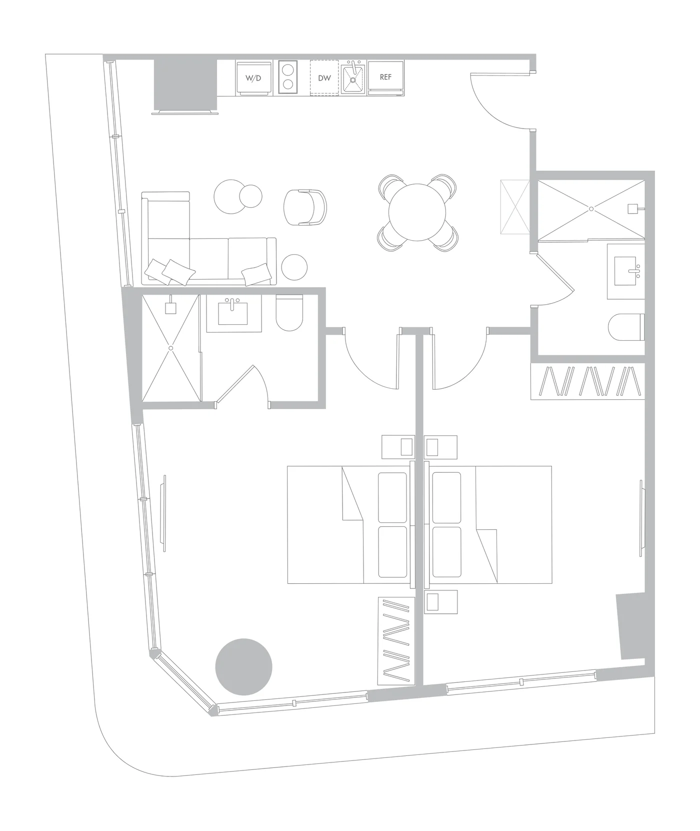 Plantas — Edge House — 2 quartos C1 · 84 m²